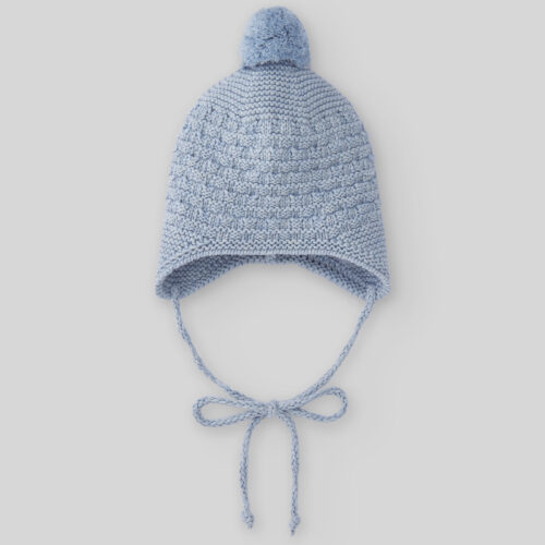 GORRO PARA BEBES TEJIDO COLOR AZUL