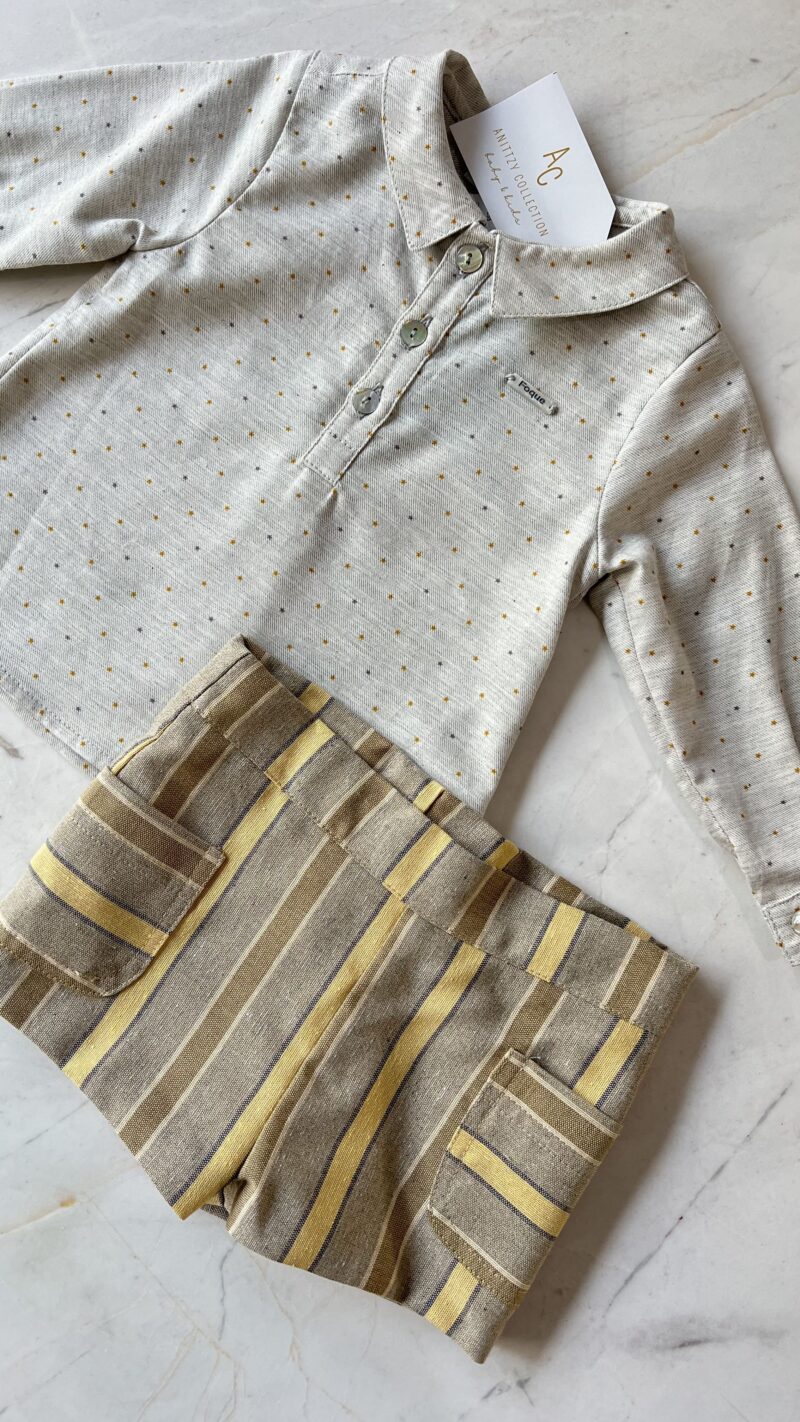 CONJUNTO DE SHORT BEBE CAMISA ESTRELLAS COLECCION "CARAMELO" - Imagen 2