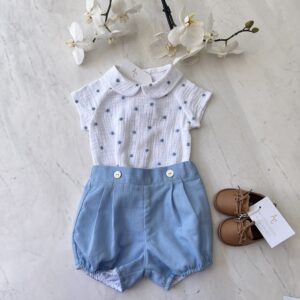 CONJUNTO PARA BEBE SHORT LINO DETALLE BOTONES